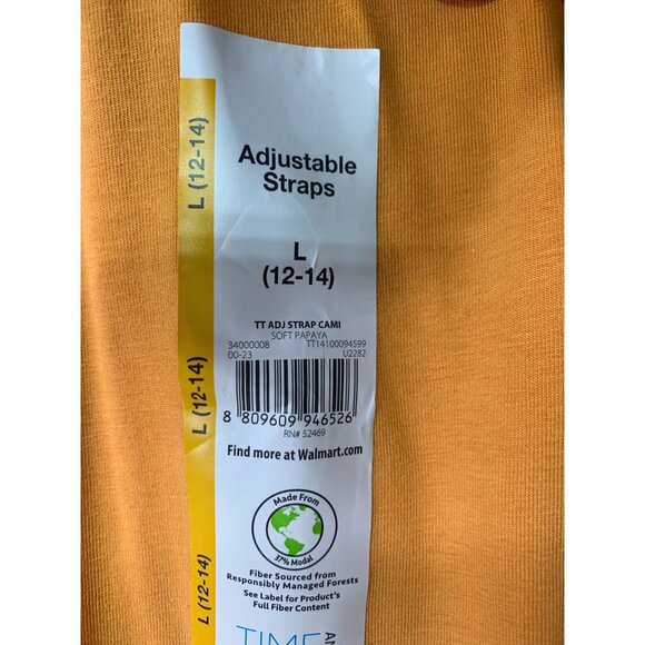 Time And Tru Woman's Size L (12-14) Orange Tank Top Cami Adjustable Straps - Picture 2 of 7